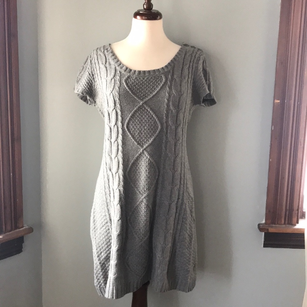 Gray cable knit sweater dress